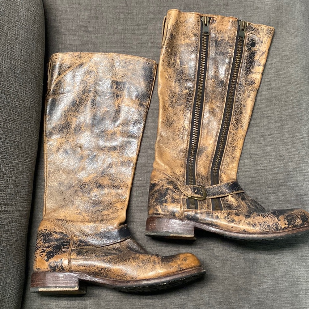 Distressed tall boots
